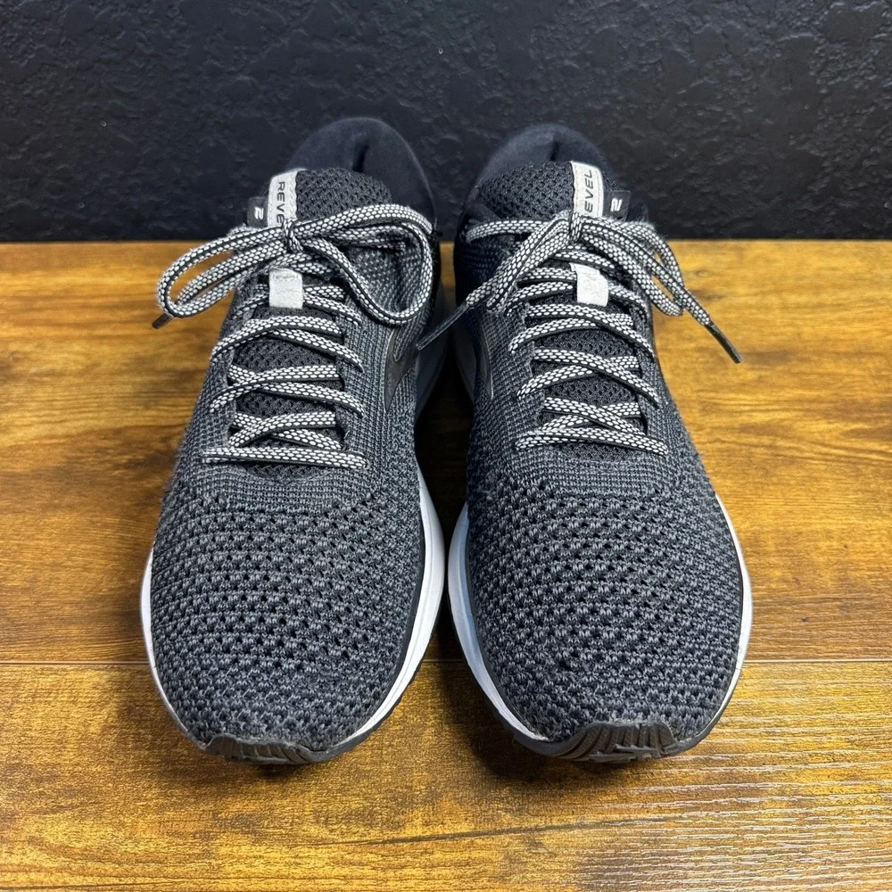 Brooks Revel 2 1102921D050 Black Grey Knit Mesh Running Shoes Mens 9.5